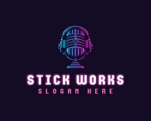 Podcast Headset Microphone logo design