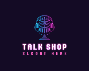 Podcast Headset Microphone logo design