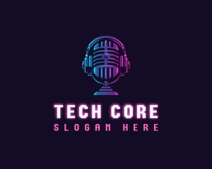 Podcast Headset Microphone logo design