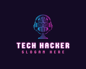 Podcast Headset Microphone logo design