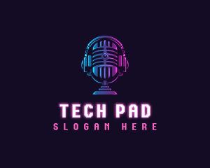 Podcast Headset Microphone logo design