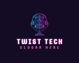 Podcast Headset Microphone logo design