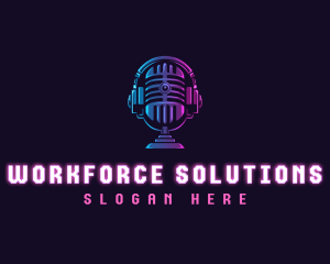 Podcast Headset Microphone logo design