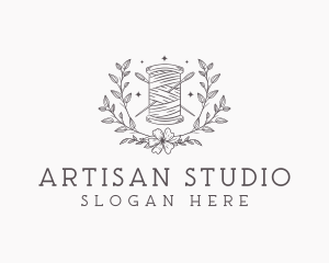 Floral Sewing Thread logo design