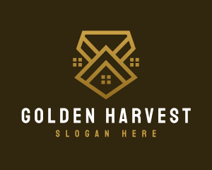 Golden House Roof logo design