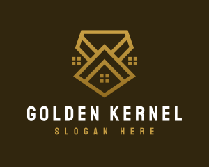 Golden House Roof logo design