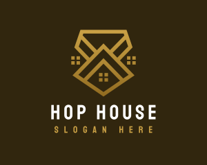 Golden House Roof logo design