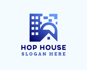 Gradient Blue House logo design