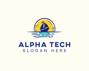 Sea Sailing Boat  logo design