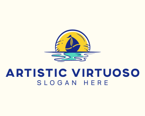 Sea Sailing Boat  logo design