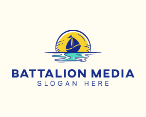 Sea Sailing Boat  logo design