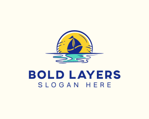 Sea Sailing Boat  logo design