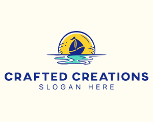 Sea Sailing Boat  logo design