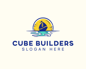 Sea Sailing Boat  logo design