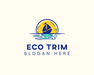 Sea Sailing Boat  logo design