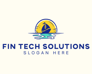 Sea Sailing Boat  logo design