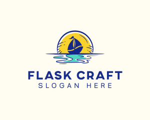 Sea Sailing Boat  logo design