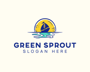 Sea Sailing Boat  logo design