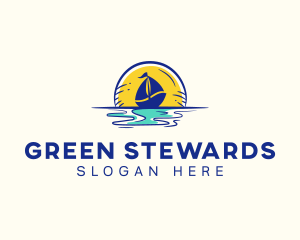 Sea Sailing Boat  logo design