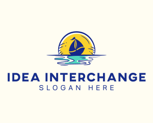 Sea Sailing Boat  logo design