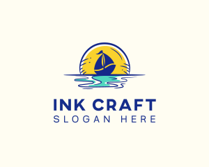 Sea Sailing Boat  logo design