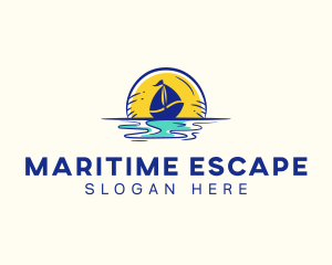 Sea Sailing Boat  logo design