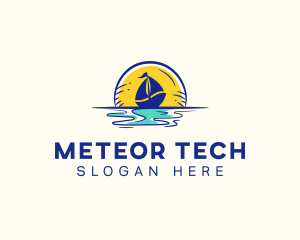 Sea Sailing Boat  logo design