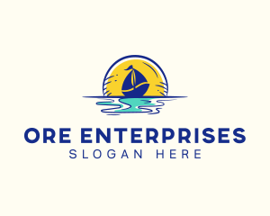 Sea Sailing Boat  logo design