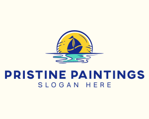 Sea Sailing Boat  logo design