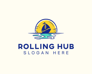 Sea Sailing Boat  logo design