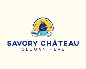 Sea Sailing Boat  logo design