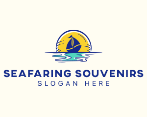 Sea Sailing Boat  logo design