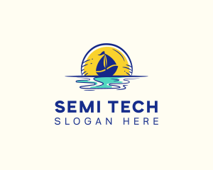 Sea Sailing Boat  logo design