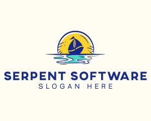 Sea Sailing Boat  logo design