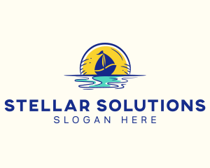 Sea Sailing Boat  logo design