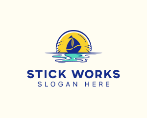 Sea Sailing Boat  logo design