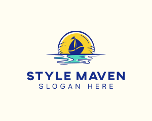 Sea Sailing Boat  logo design