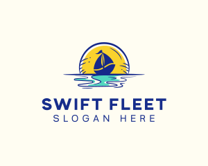 Sea Sailing Boat  logo design