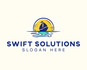 Sea Sailing Boat  logo design