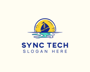 Sea Sailing Boat  logo design