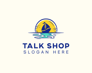 Sea Sailing Boat  logo design