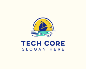 Sea Sailing Boat  logo design