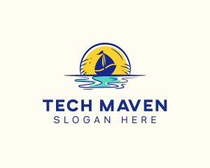 Sea Sailing Boat  logo design