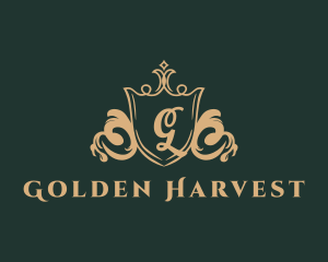 Golden Royal Shield logo design