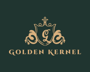 Golden Royal Shield logo design