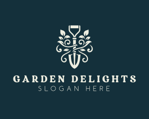 Floral Landscaping Shovel logo design