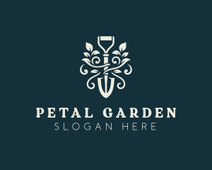 Floral Landscaping Shovel logo design