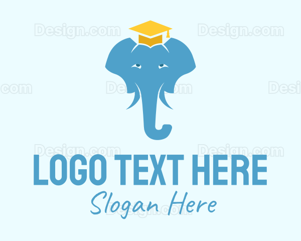 Graduation Cap Elephant Logo