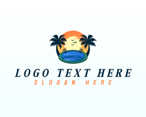 Swimming Pool Palm Tree logo