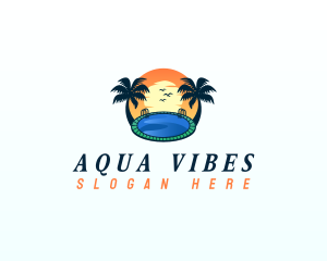Swimming Pool Palm Tree logo